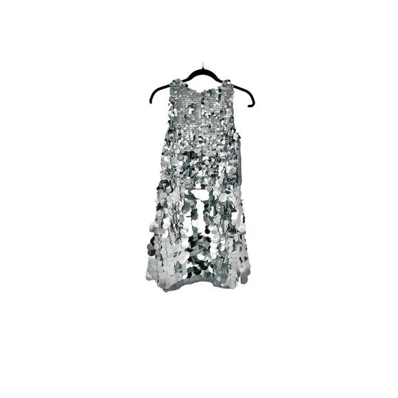 Mac Duggal Sequined Short Homecoming Dress Sleeveless Silver Size 2 NWT - Picture 7 of 12